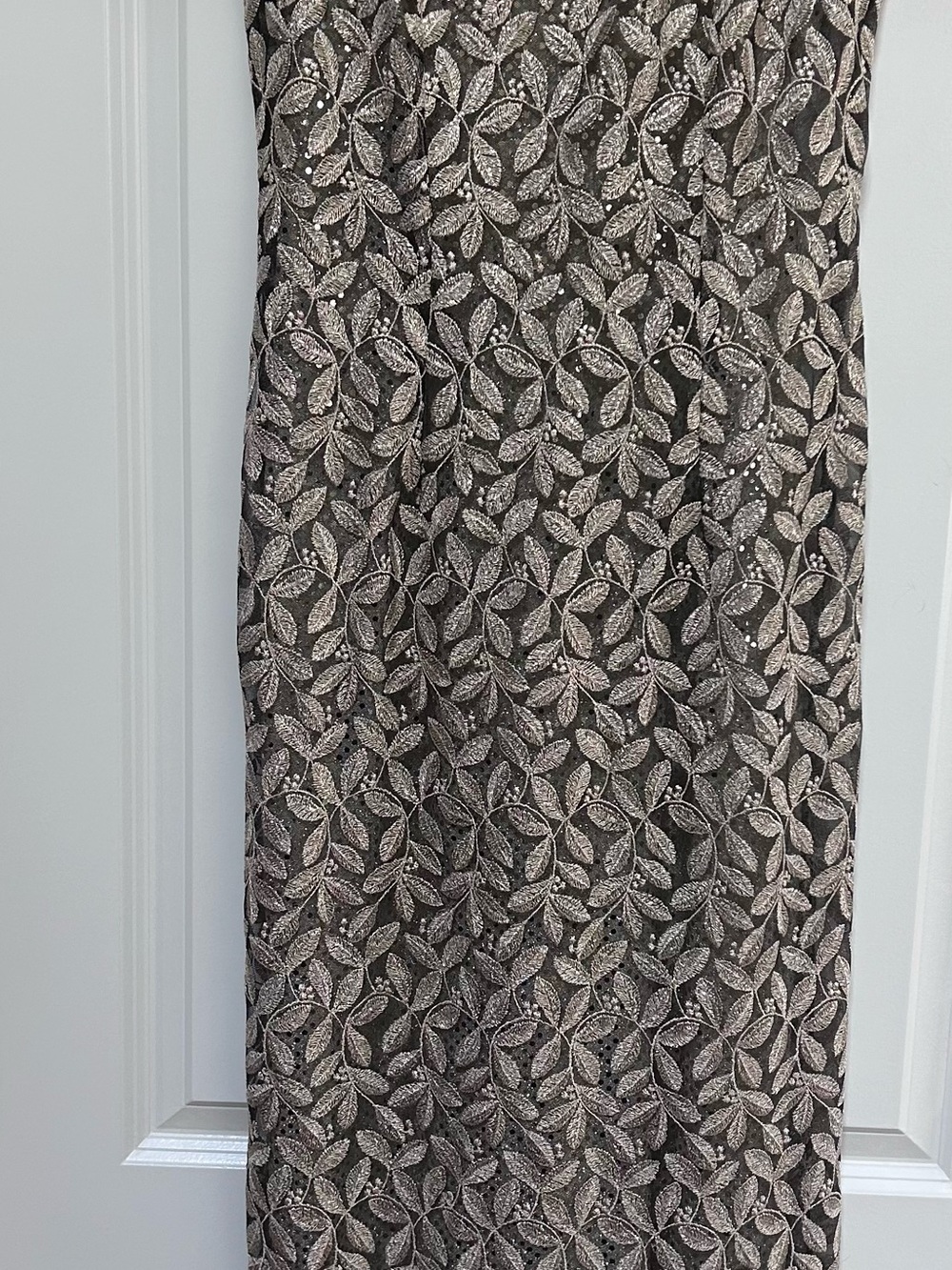 Sam Sheer Embroidered Glitter Slip Lined Cocktail Midi Dress Women Sz S Formal
